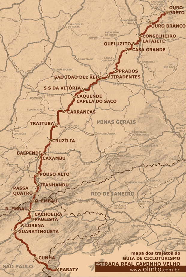 mapa da estrada real; estrada real de bike; estrada real de bicicleta; estrada real caminho velho
